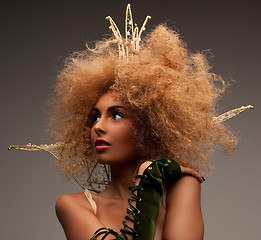 Image showing woman in crown with fashionable hair