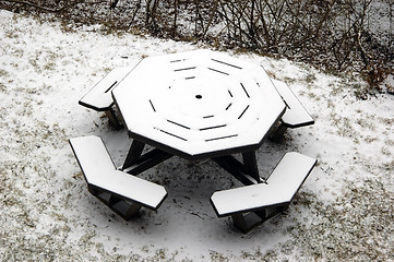 Image showing Snow bench