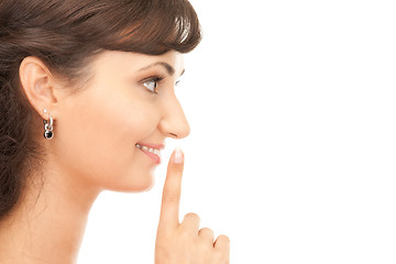 Image showing finger on lips 