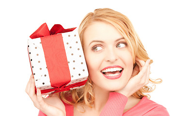 Image showing happy woman with gift box