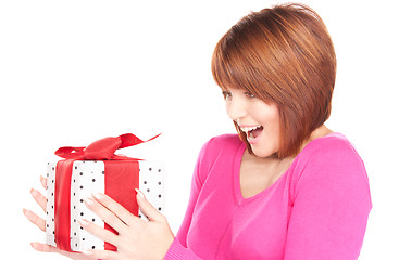 Image showing happy woman with gift box