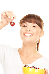 Image showing woman with cherries