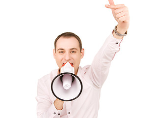 Image showing businessman with megaphone