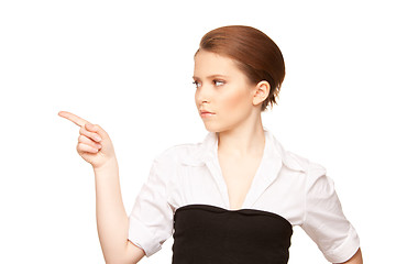 Image showing businesswoman pointing her finger