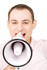 Image showing businessman with megaphone