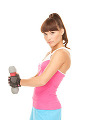 Image showing fitness instructor with dumbbells