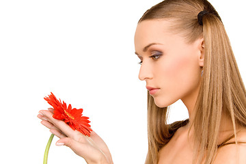 Image showing woman with red flower