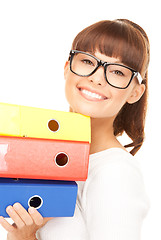 Image showing businesswoman with folders