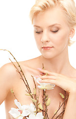 Image showing lovely woman with twig
