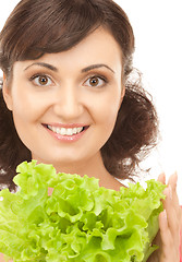 Image showing woman with lettuce