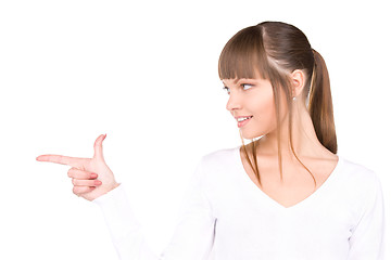 Image showing businesswoman pointing her finger