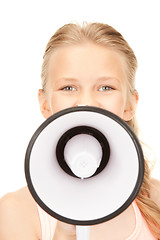 Image showing girl with megaphone