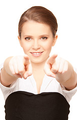 Image showing businesswoman pointing her fingers
