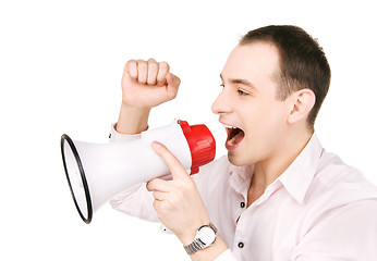 Image showing businessman with megaphone