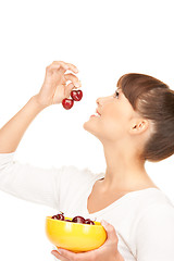 Image showing woman with cherries