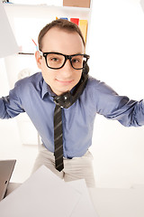 Image showing funny picture of businessman in office