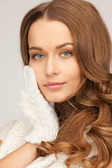 Image showing beautiful woman in white gloves