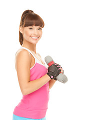 Image showing fitness instructor with dumbbells
