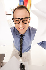 Image showing funny picture of businessman in office