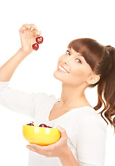 Image showing woman with cherries