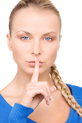 Image showing finger on lips