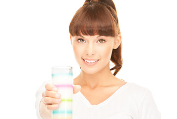 Image showing lovely woman with glass of milk