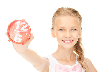 Image showing girl holding alarm clock