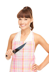 Image showing housewife with big knife 