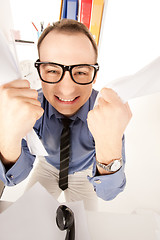 Image showing funny picture of businessman in office