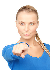 Image showing businesswoman pointing her finger