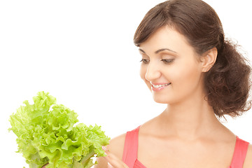 Image showing woman with lettuce