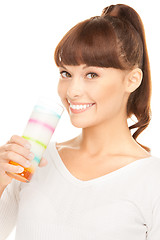 Image showing lovely woman with glass of milk