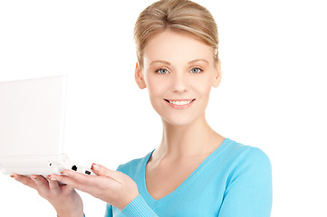 Image showing happy woman with laptop computer