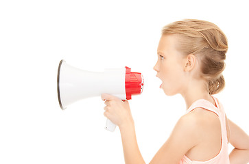 Image showing girl with megaphone