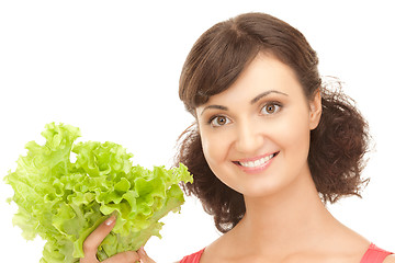 Image showing woman with lettuce