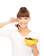 Image showing woman with cherries