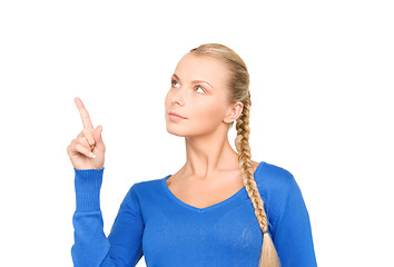 Image showing businesswoman pointing her finger