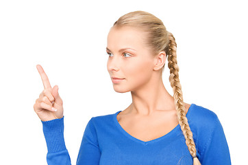 Image showing businesswoman pointing her finger