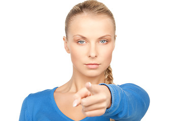 Image showing businesswoman pointing her finger