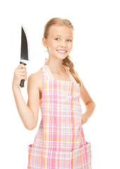 Image showing little housewife with knife