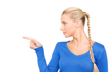 Image showing businesswoman pointing her finger