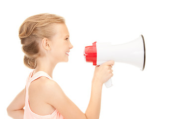 Image showing girl with megaphone