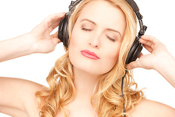 Image showing happy woman in headphones