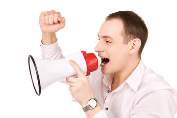 Image showing businessman with megaphone