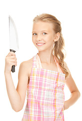 Image showing little housewife with knife