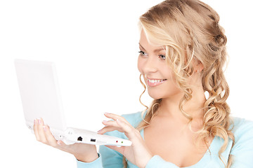 Image showing happy woman with laptop computer