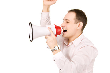 Image showing businessman with megaphone