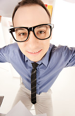 Image showing funny picture of businessman in office