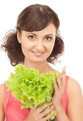 Image showing woman with lettuce