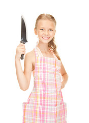Image showing little housewife with knife